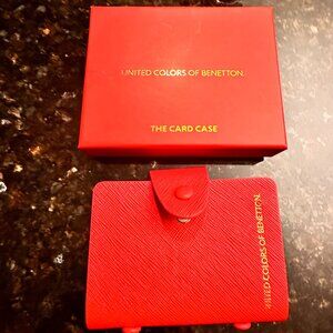 United Colors Of Benetton Small Red Leather Card Case/Photo Album - New!